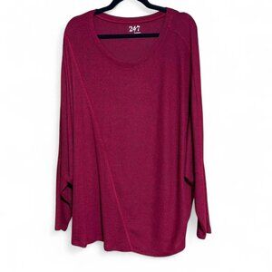 Maurices maroon dolman sleeve‎ boho lagenlook lightweight sweater plus size 2X